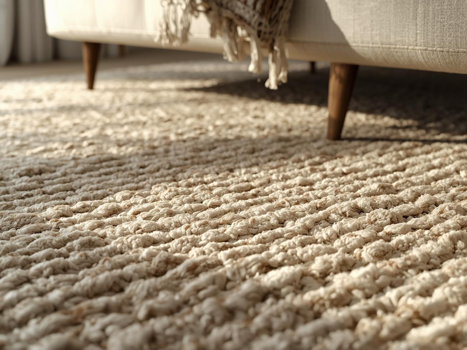 Teppich für Erdzeichen: Naturton, Wolle/Berber-Optik