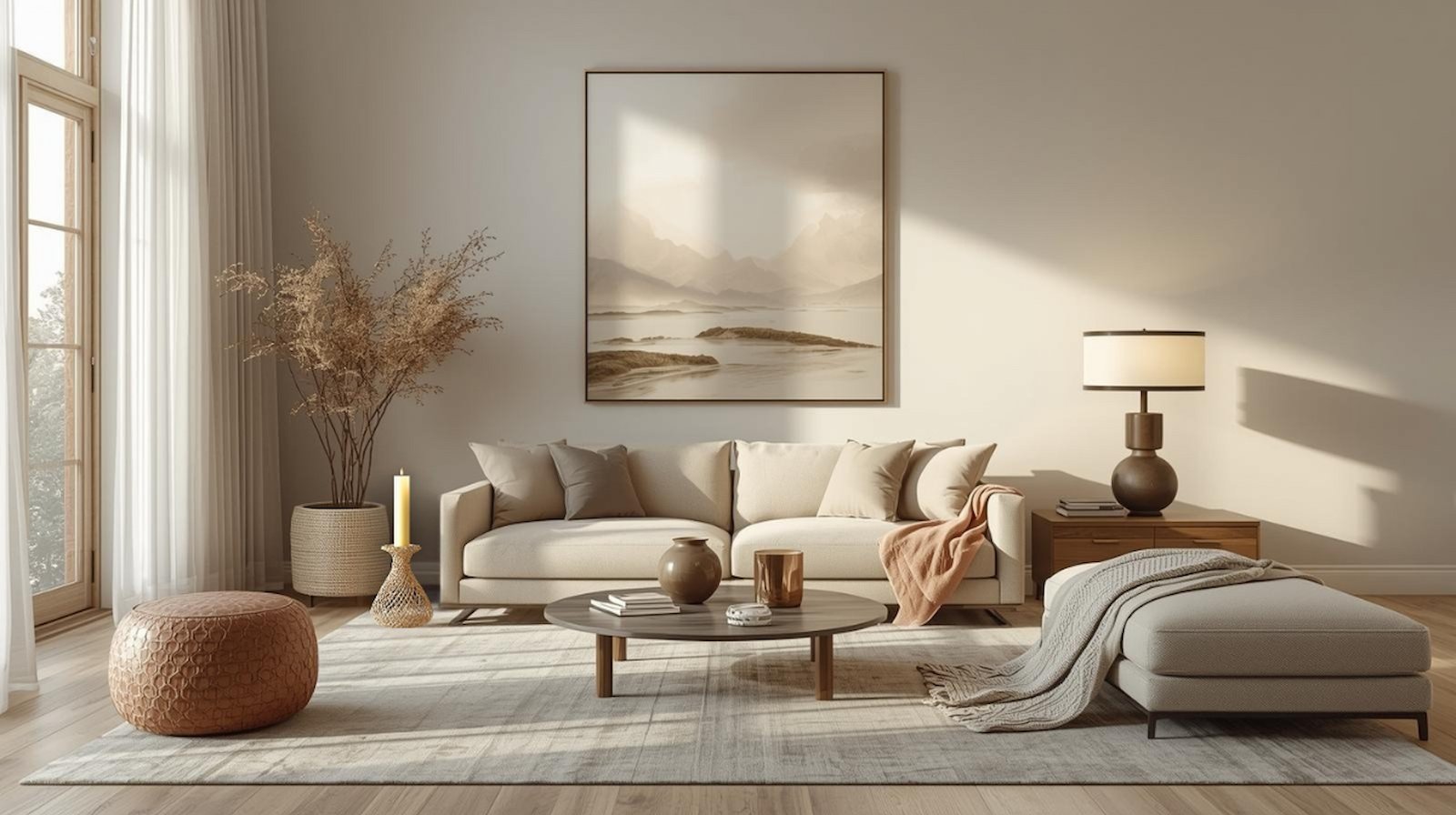 Warmes Interior-Moodbild, das die Energie der Elemente spürbar macht